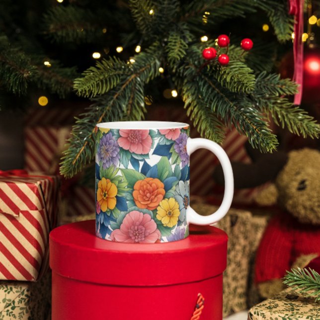 Modern Dynamic Flower Art Mönster Kaffemugg (Skapare uppladdad)