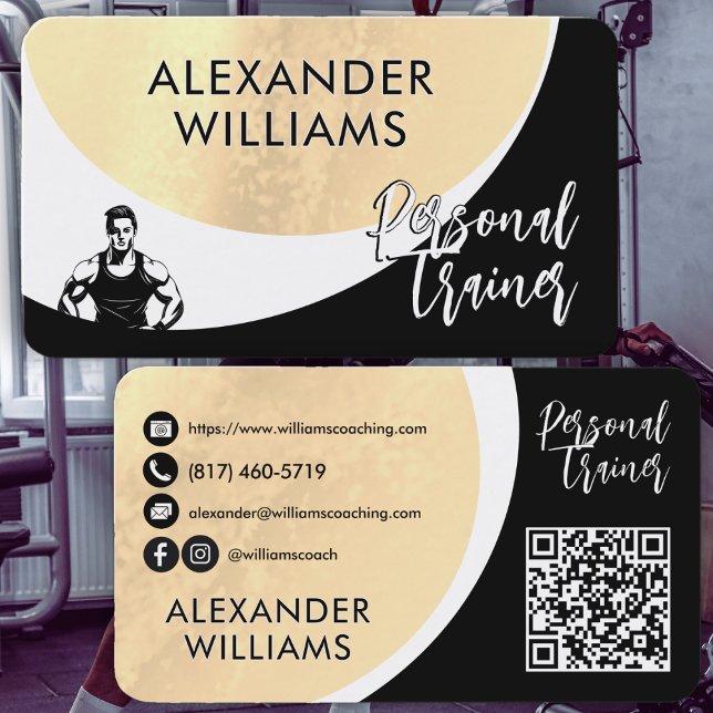 Modern dynamisk QRcode Personal Trainer Fitness Visitkort (Skapare uppladdad)