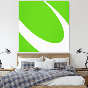 Modern dynamisk vit kurva på ljusgrön limé canvastryck
