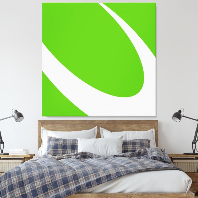 Modern dynamisk vit kurva på ljusgrön limé canvastryck (Insitu (sovrum))