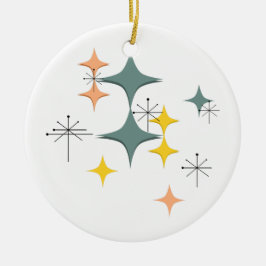 Modern Eames atom- Starbursts för mitt- århundrade Julgransprydnad Keramik