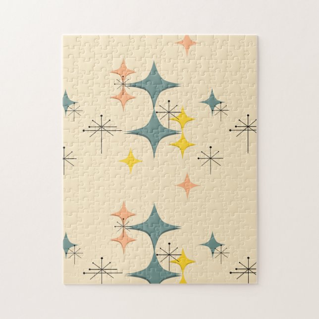 Modern Eames atom- Starbursts för mitt- århundrade Pussel (Vertikal)