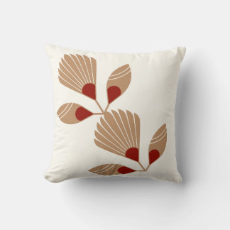 Modern Earth Tone Botanical Throw Pillow - Minimal Kudde