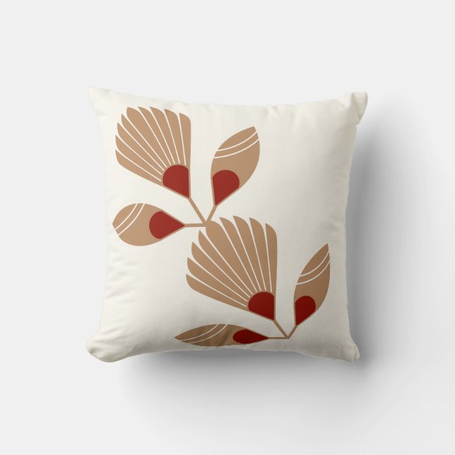 Modern Earth Tone Botanical Throw Pillow - Minimal Kudde (Framsida)
