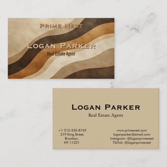 Modern Earth Tones Real Estate Agent Business Card Visitkort (Fram/baksida)