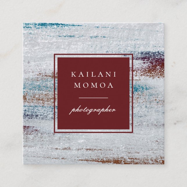 Modern Earthy Abstrakt Paked Mönster Fyrkantigt Visitkort (Framsida)