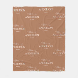 Modern Earthy Brown Family Namn Fleecefilt