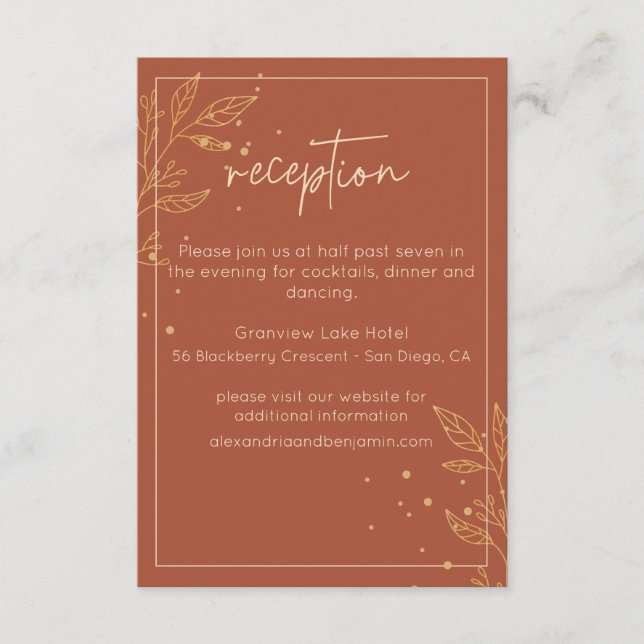 Modern Earthy Brown Reception Card Tilläggskort (Framsida)