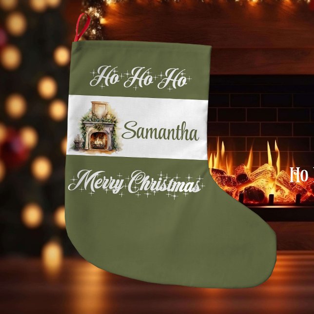 Modern earthy minimalist personalized christmas   stor julstrumpa (Modern earthy minimalist personalized christmas stocking

)