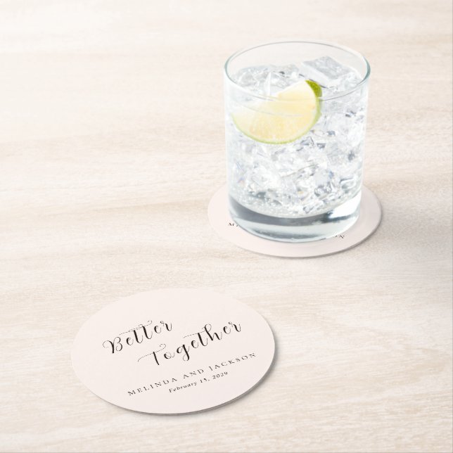 Modern Earthy Neutral Wedding Underlägg Papper Rund (Insitu)