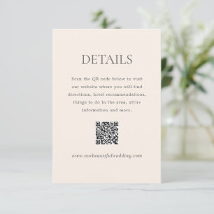 Modern Earthy Neutralt QR Code Elegant bröllop Tilläggskort