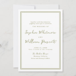 Modern Earthy Olive Green Wedding Invitation Inbjudningar