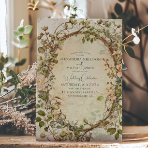 Modern Earthy Tones Boho Blommigt Bröllop Inbjudningar