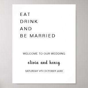 Modern eat-dryck och gift bröllop välkomnas poster