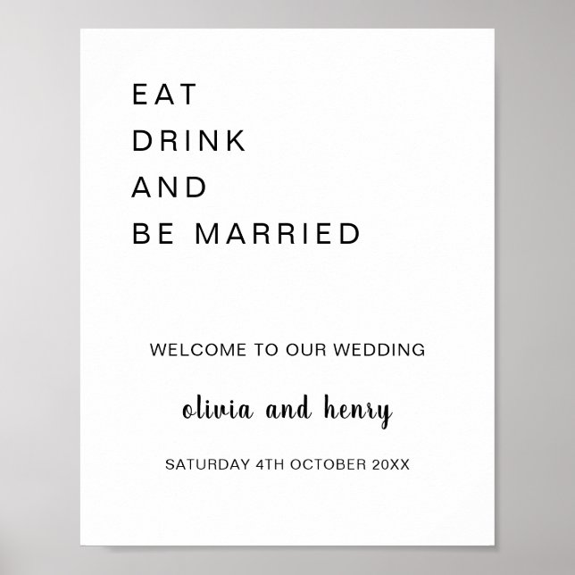 Modern eat-dryck och gift bröllop välkomnas poster (Framsidan)
