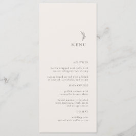 Modern Ecru Olive Gren Bröllop Menu Meny