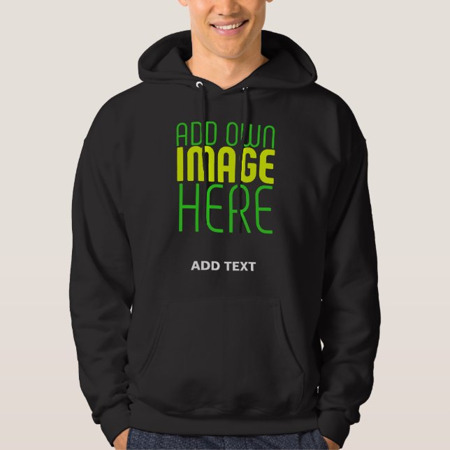 MODERN EDBAR ENKEL SVART BILDS TEXTMALL HOODIE (Framsida)