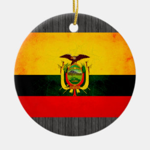 Modern edgy Ecuadorean flagga Julgransprydnad Keramik