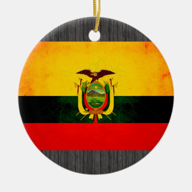 Modern edgy Ecuadorean flagga Julgransprydnad Keramik (Framsidan)