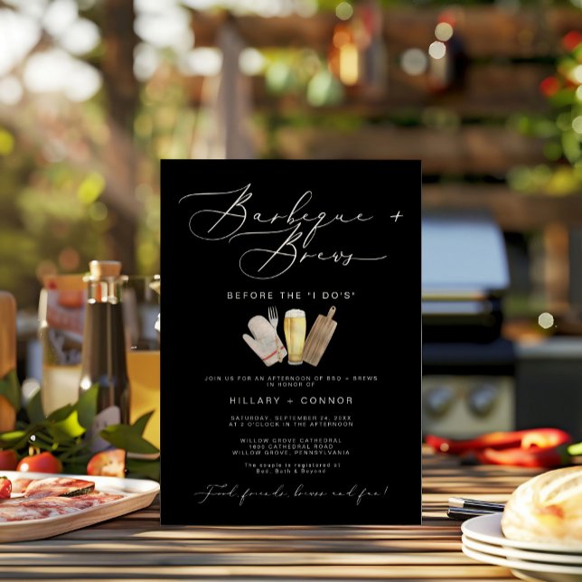 Modern Edgy Hans och Hers Calligraphy BBQ & Brews Inbjudningar (Skapare uppladdad)