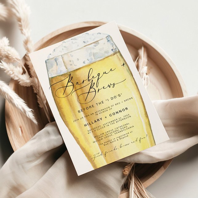 Modern Edgy Hans och Hers Calligraphy BBQ & Brews Inbjudningar (Skapare uppladdad)