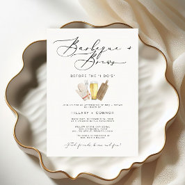 Modern Edgy Hans och Hers Calligraphy BBQ & Brews Inbjudningar