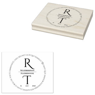 Modern Editable Bröllop Monogram Rubber Frimärke Stämpel