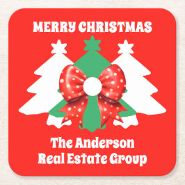  Modern Editable Business Christmas Holiday Underlägg Papper Kvadrat