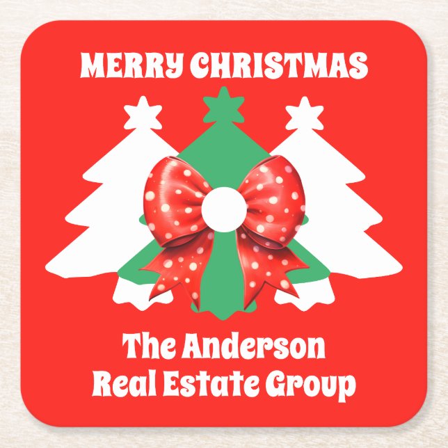  Modern Editable Business Christmas Holiday Underlägg Papper Kvadrat (Framsidan)