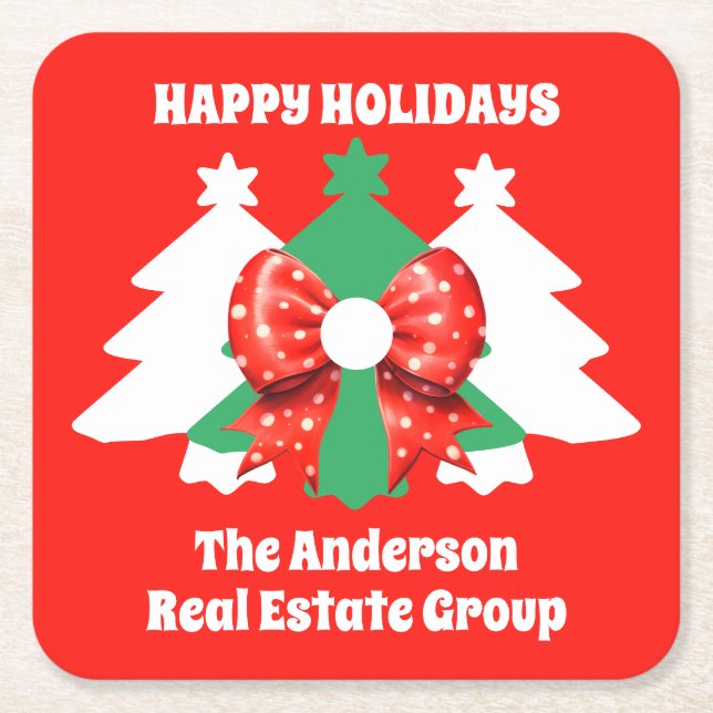 Modern Editable Business Glad helg-jul Underlägg Papper Kvadrat (Framsidan)