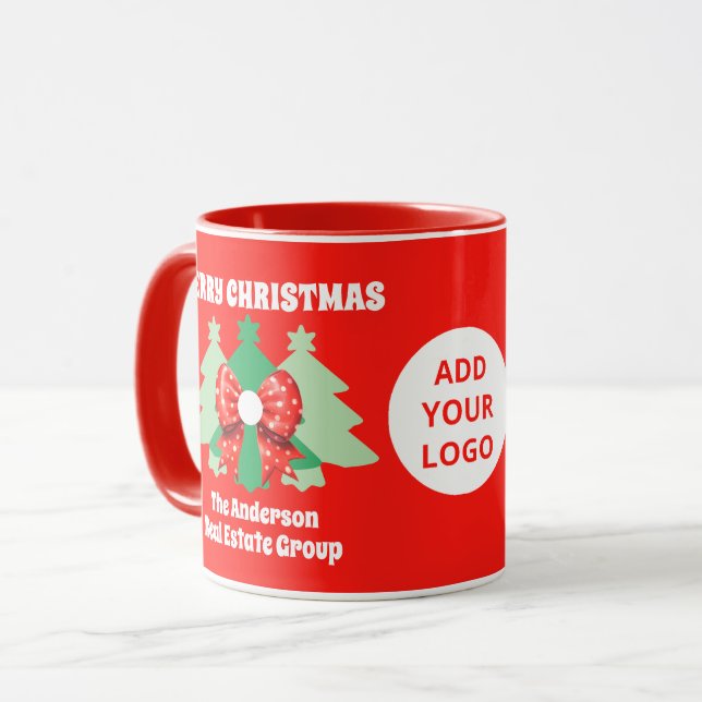 Modern Editable Business Logo Christmas Holiday Mugg (Framsida vänster)