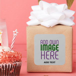 MODERN EDITABLE CUTE ASH IMAGE TEXT MALL PARTY FYRKANTIGT KLISTERMÄRKE