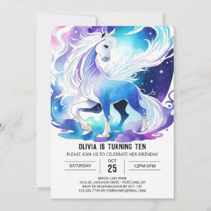 Modern Editable Pony Birthday Inbjudningar
