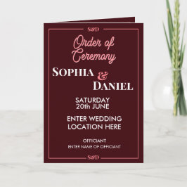 Modern Editable Wedding Order of Ceremony Program