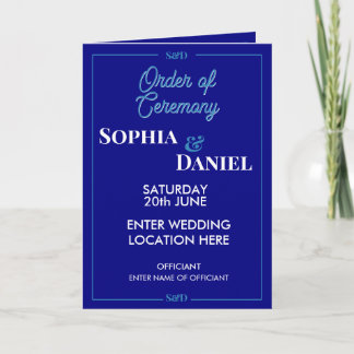 Modern Editable Wedding Order of Ceremony Program