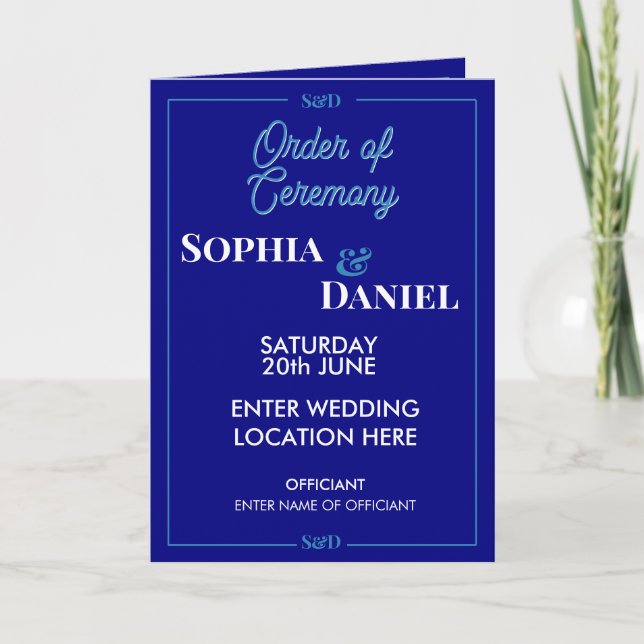 Modern Editable Wedding Order of Ceremony Program (Framsida)