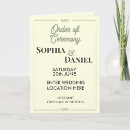 Modern Editable Wedding Order of Ceremony Program