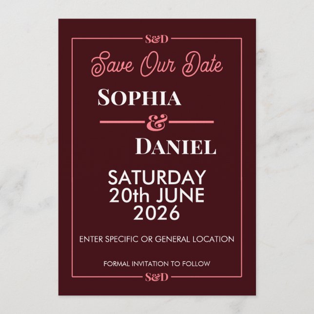 Modern Editable Wedding Save The Date Card Inbjudningar (Framsida)