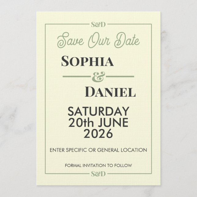 Modern Editable Wedding Save The Date Card Inbjudningar (Framsida)