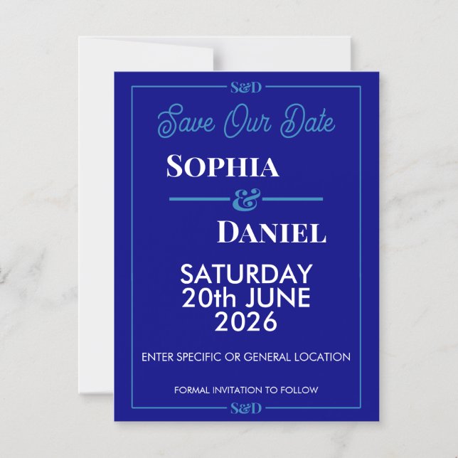 Modern Editable Wedding Save The Date Card Magnetisk Inbjudningskort (Framsida)