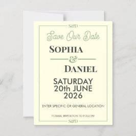 Modern Editable Wedding Save The Date Card Magnetisk Inbjudningskort