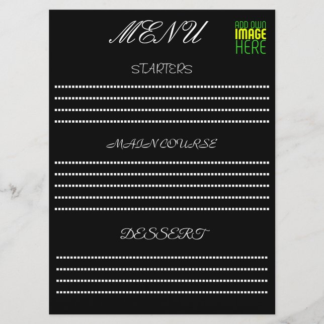 MODERN EDITBAR ENKEL SVART BILDS TEXTMALL MENY (Framsida)