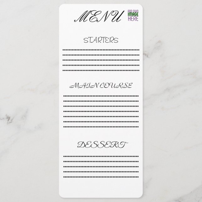 MODERN EDITBAR ENKEL VIT BILD TEXTMALL MENY (Framsida)