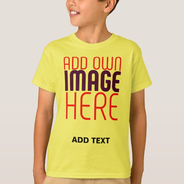 MODERN EDITERBAR ENKEL GUL BILDTEXTMALL T SHIRT (Framsida)