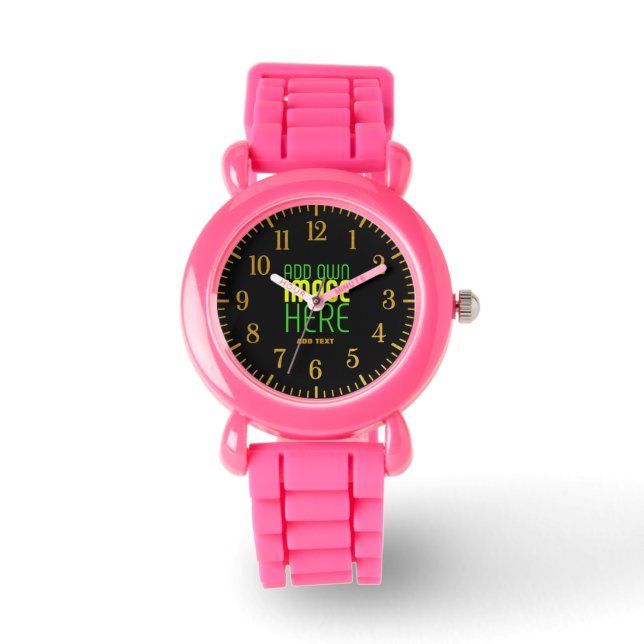 MODERN EDITERBAR ENKEL SVART BILD TEXTMALL ARMBANDSUR (Framsida)