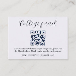Modern Editorial Script College Fund Graduation QR Tilläggskort