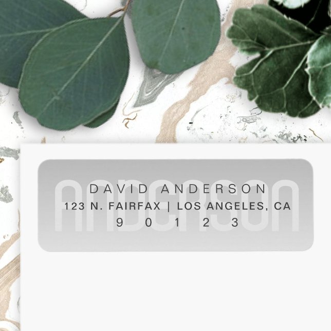 Modern efternamn med subtil Grått-övertoning Returadress Etikett (Skapare uppladdad)