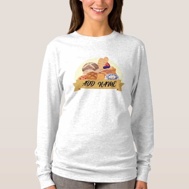 Modern efterrätt Bread baking bakery-eget namn T Shirt (Framsida)