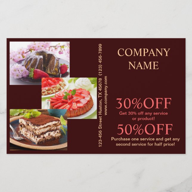 Modern efterrätt cuptårta bakverk flygblad (Framsidan)