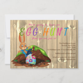 Modern Egg Hunt Påskhare Rabbit Anpassningsbar Inbjudningar